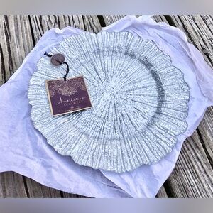 NEW Artistic Accents Silver Fancy Charger Plate Decorative Dining Made In Turkey